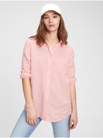 Růžová dámská košile ls linen bf sh