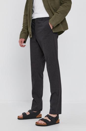 Kalhoty Sisley pánské, šedá barva, přiléhavé