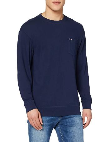 Tommy Hilfiger TOMMY JEANS pánské tmavě modré tričko s dlouhým rukávem Tjm Washed Graphic