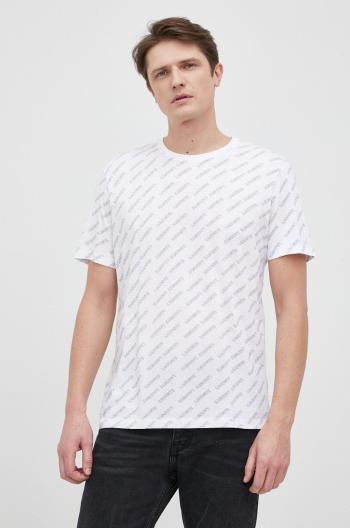 Bavlněné tričko Lacoste bílá barva, vzorovaný