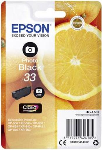 Epson Ink T3341, 33 originál foto černá C13T33414012