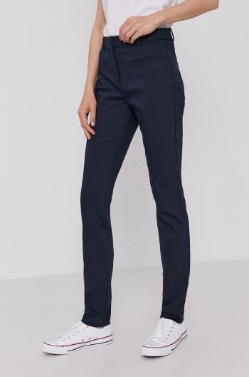 Kalhoty Tommy Hilfiger dámské, tmavomodrá barva, přiléhavé, medium waist