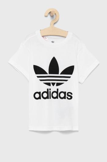 Dětské bavlněné tričko adidas Originals H25246 bílá barva, s potiskem