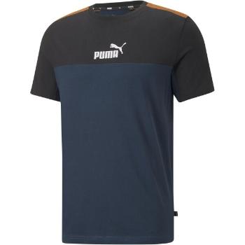 Puma ESS + BLOCK TEE Pánské triko, tmavě modrá, velikost XL