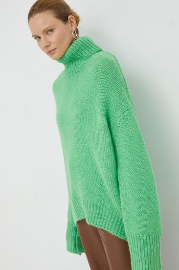 Vlněný svetr Samsoe Samsoe dámský, zelená barva, hřejivý, s golfem
