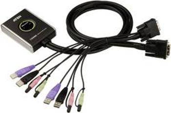 KVM switch Aten pro USB a DVI Grafik s přenosem zvuku, 2-portový