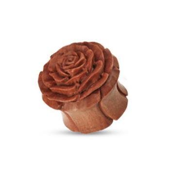 Šperky4U Dřevěný plug do ucha růže - PL01005-12B