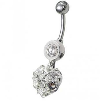 Šperky4U Stříbrný piercing do pupíku - srdíčko - BP01057-C