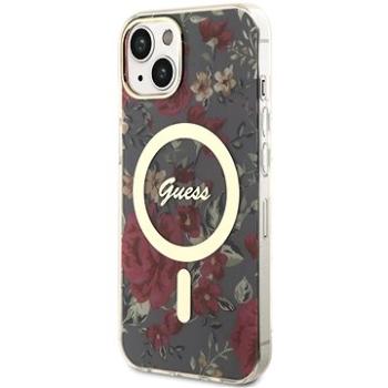 Guess PC/TPU Flowers IML MagSafe Kompatibilní Zadní Kryt pro iPhone 13 Kaki (GUHMP13MHCFWSA)