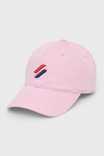 Čepice Superdry růžová barva, s aplikací