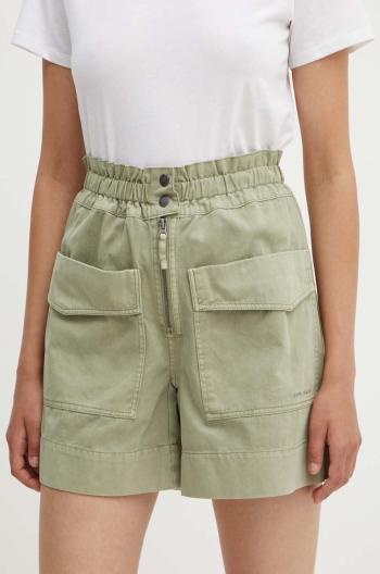 Džínové šortky Pepe Jeans ANNA dámské, zelená barva, hladké, high waist, PL801139