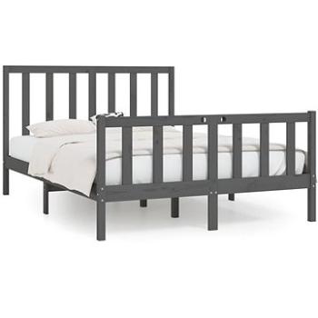 Rám postele šedý masivní dřevo 150 × 200 cm King Size, 3106840 (3106840)