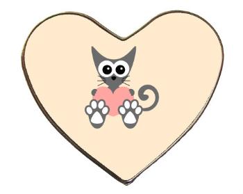 Magnet srdce kov Kočka a srdce