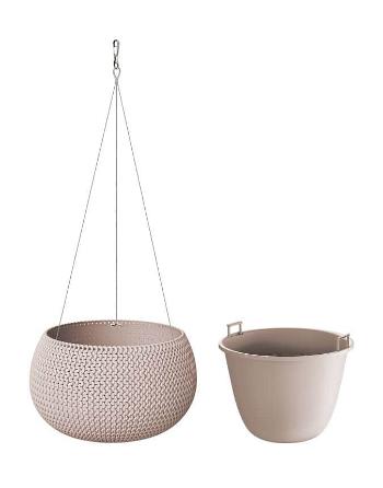 Květináč s vkladem a ocel. lankem SPLOFY BOWL WS mocca 29cm