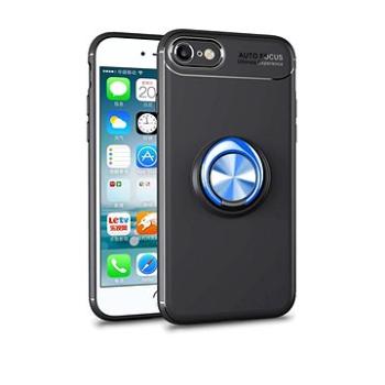TopQ Kryt iPhone SE 2020 silikon černý s modrým prstenem 49630 (Sun-49630)