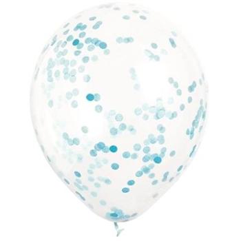 Balónky 30cm - průhledné s modrými konfetami - 6 ks (11179581184)