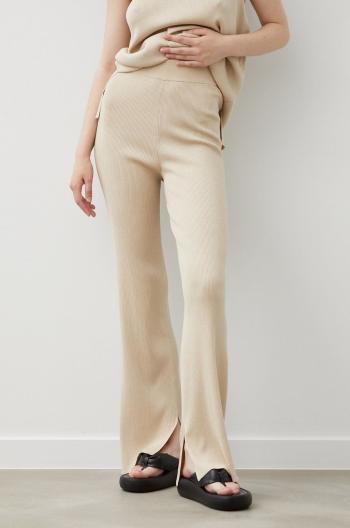 Kalhoty Drykorn dámské, béžová barva, jednoduché, high waist