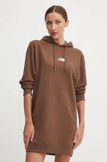 Bavlněné šaty The North Face Zumu Hooded Dress hnědá barva, mini, oversize, NF0A89F81OI1