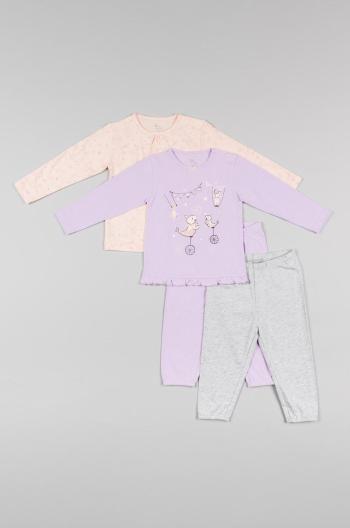 Dětské bavlněné pyžamo zippy fialová barva