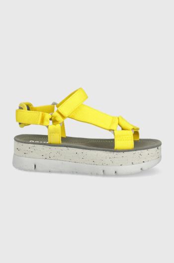 Sandály Camper Oruga Up dámské, žlutá barva, na platformě