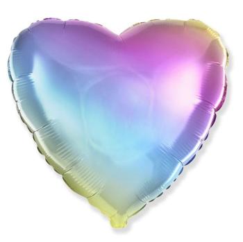 Balón foliový srdce duhový - 45cm - Flexmetal
