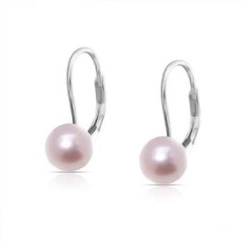 NUBIS® Stříbrné perlové náušnice - přírodní růžovofialové perly 7,5 mm - NBP1005