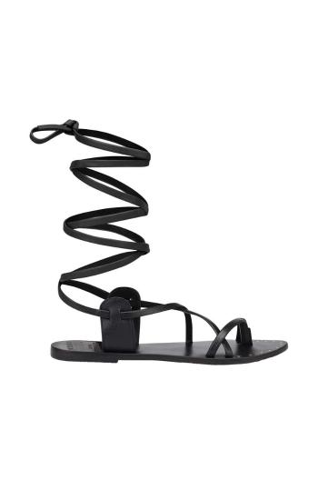 Kožené sandály Manebi Tie-Up Leather Sandals dámské, černá barva, L 7.0 Y0