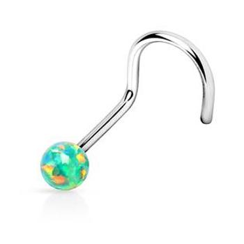 Šperky4U Zahnutý piercing do nosu opál  - N01012-G