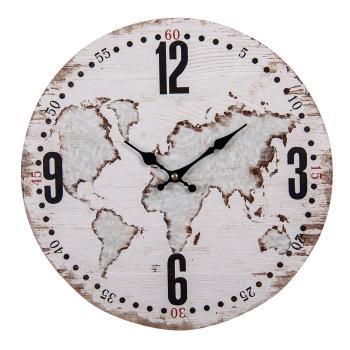 Nástěnné hodiny Gerardo s mapou - Ø 34*1 cm / 1*AA 6KL0734
