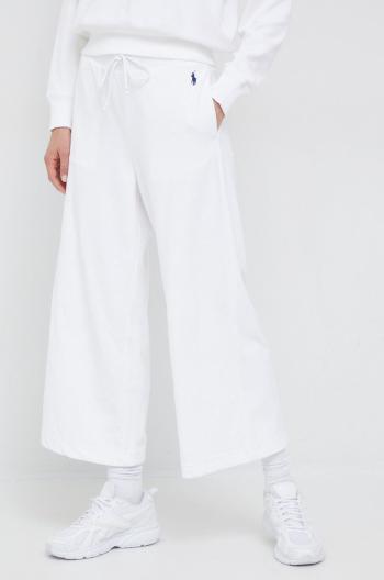 Tepláky Polo Ralph Lauren dámské, bílá barva, hladké