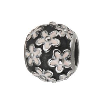 Šperky4U Navlékací ocelový přívěšek korálek s kytičkami - K0103