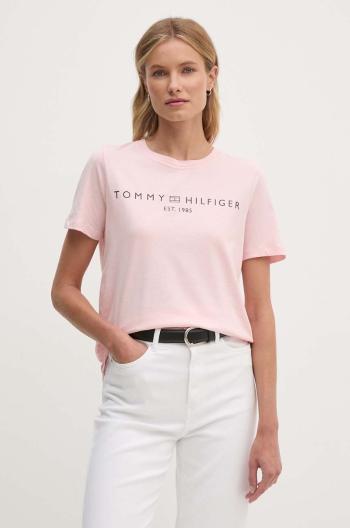 Bavlněné tričko Tommy Hilfiger růžová barva, WW0WW40276