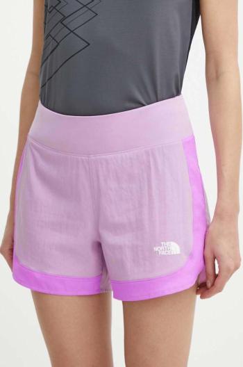 Sportovní šortky The North Face Sunriser dámské, fialová barva, vzorované, high waist, NF0A88SETOW1