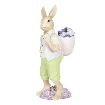 Velikonoční dekorace králíka nesoucího fialky - 11*10*27 cm 6PR3125