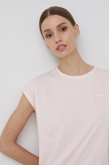 Bavlněné tričko Pepe Jeans Bloom růžová barva
