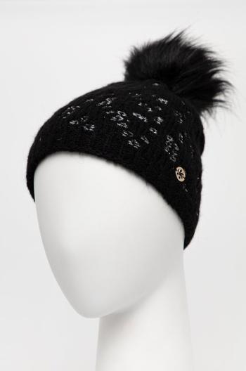 Čepice z vlněné směsi Granadilla černá barva, z husté pleteniny