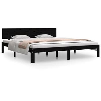 Rám postele černý masivní dřevo 180 × 200 cm Super King, 810514 (810514)