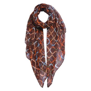 Hnědý šátek s vlnkami - 80*180 cm MLSC0475