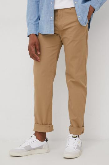 Kalhoty Lee pánské, béžová barva, ve střihu chinos