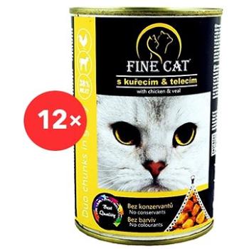 Fine Cat Konzerva pro kočky DUO Kuřecí s telecím 12 × 415 g (8595657302437)