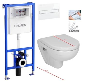 LAUFEN Rámový podomítkový modul CW1 SET s bílým tlačítkem + WC JIKA LYRA PLUS 49 + SEDÁTKO DURAPLAST SLOWCLOSE H8946600000001BI LY4