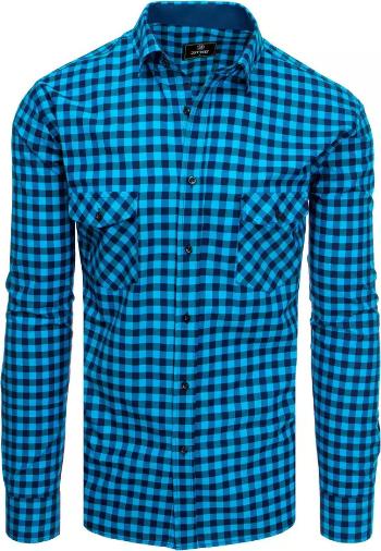 Modro-tyrkysová kostkovaná košile DX2124 Velikost: M