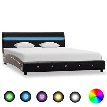 Rám postele s LED světlem černý umělá kůže 160x200 cm (280335)