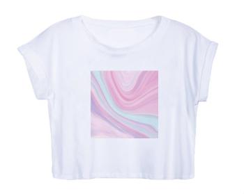Dámské tričko Organic Crop Top Růžový abstraktní vzor
