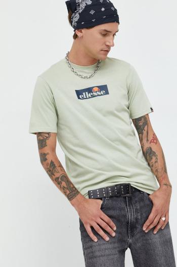 Bavlněné tričko Ellesse zelená barva, s potiskem