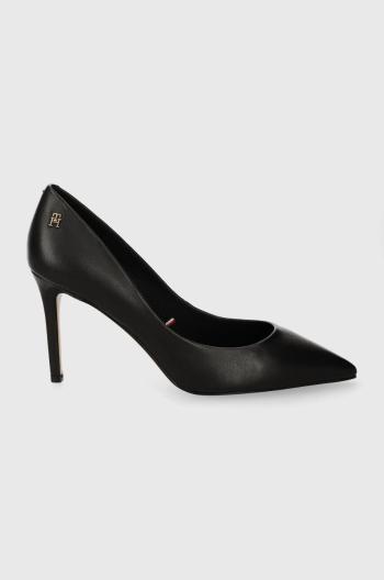 Kožené lodičky Tommy Hilfiger ESSENTIAL POINTED PUMP černá barva, FW0FW07861