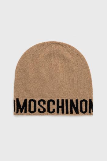 Vlněný klobouk Moschino béžová barva, z tenké pleteniny
