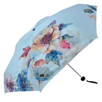 Modrý skládací deštník do kabelky s květy - Ø 92*54 cm JZUM0036