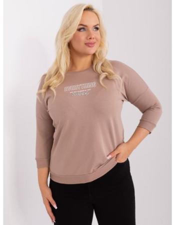 Dámská halenka plus size s 3/4 rukávy s aplikací DIMIA tmavě béžová  