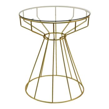 Zlatý odkládací stolek se skleněnou deskou Varion - Ø 50*60 cm 5Y0994